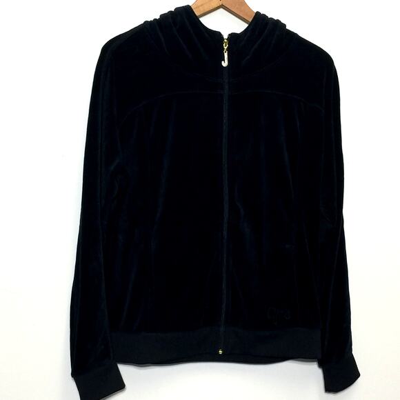 Juicy Couture Tops - Juicy Couture Velour Rhinestone J Zip Tracksuit Hoodie XL
